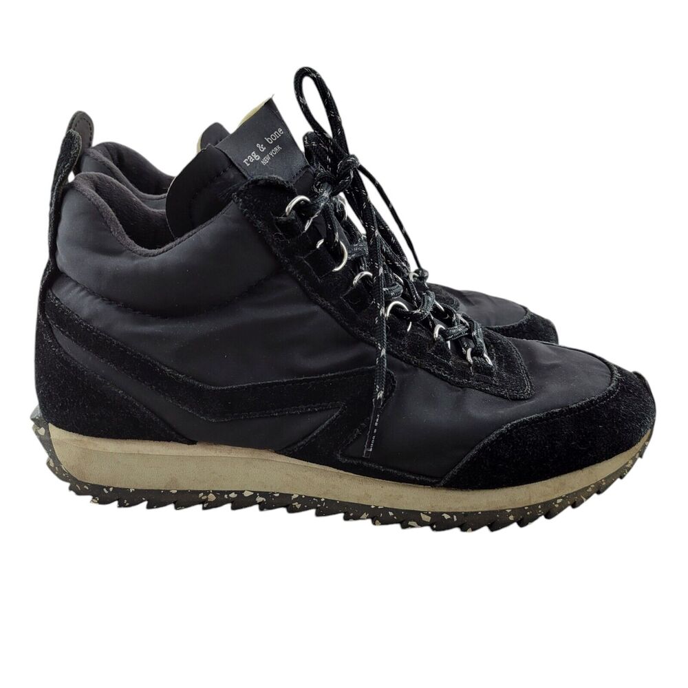 rag & bone Retro Hiker Womens 39.5 9.5 Black High Top Sneakers Lace‎ Up Designer